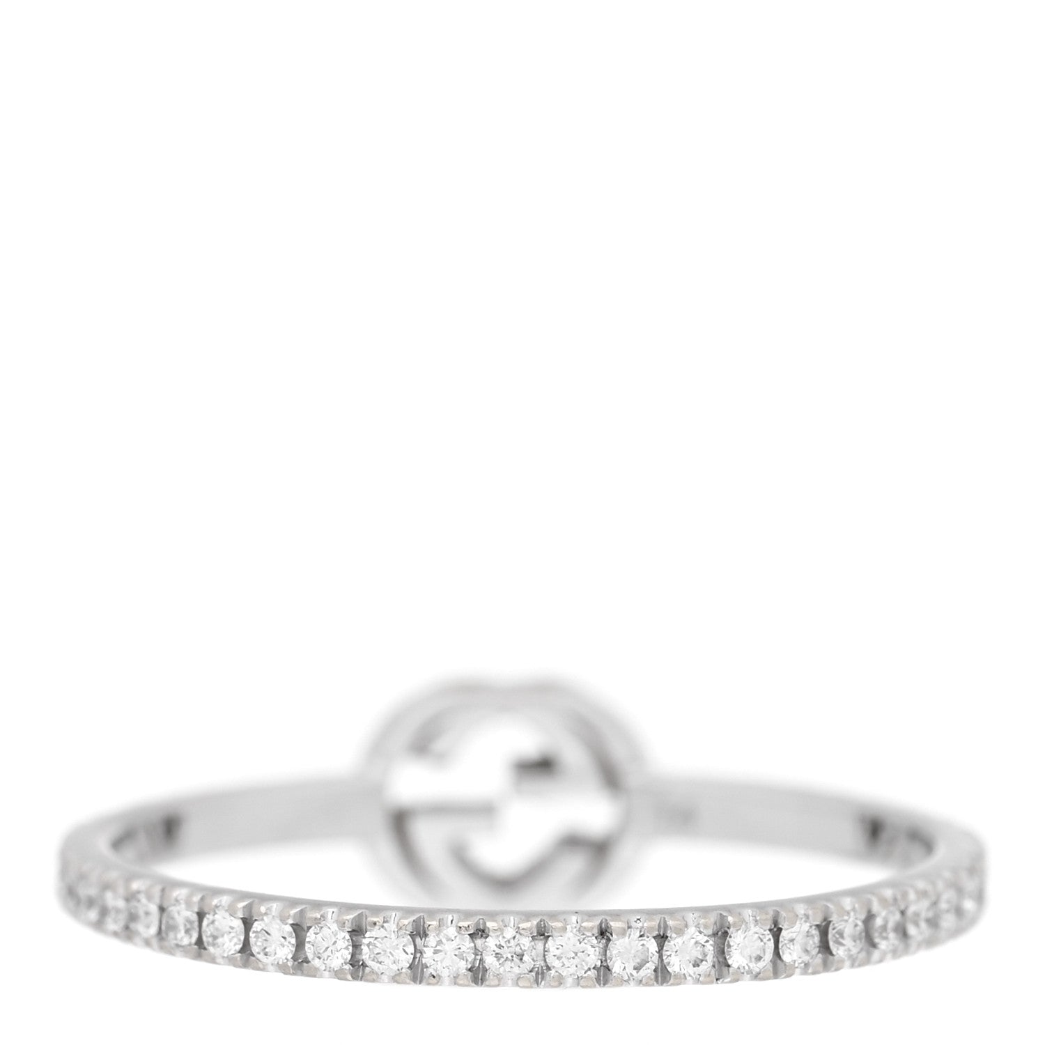Gucci 18K White Gold Diamond Interlocking G Ring  53 6.5 3 of 5