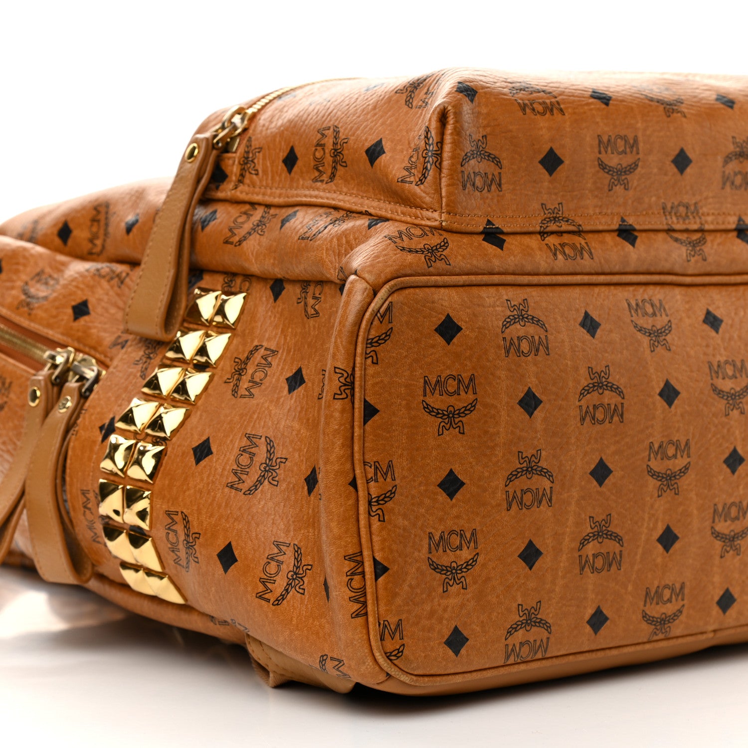 MCM Visetos Large Side Studs Stark Backpack Cognac 10 of 12