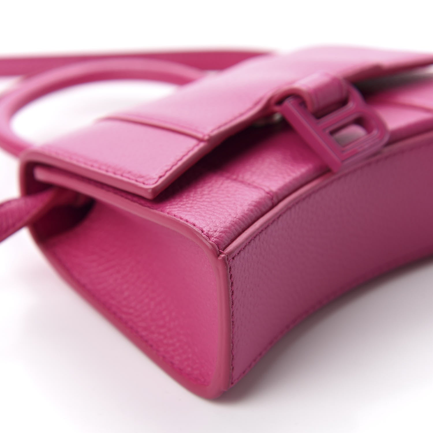 Balenciaga Grained Calfskin Tonal B Hourglass Top Handle Bag Mini Fuchsia 6 of 10