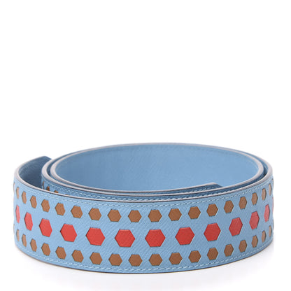 Hermes Epsom 40mm Hexagone Tressage Shoulder Strap Bleu De Nord Rouge De Coeur Gold 2 of 6