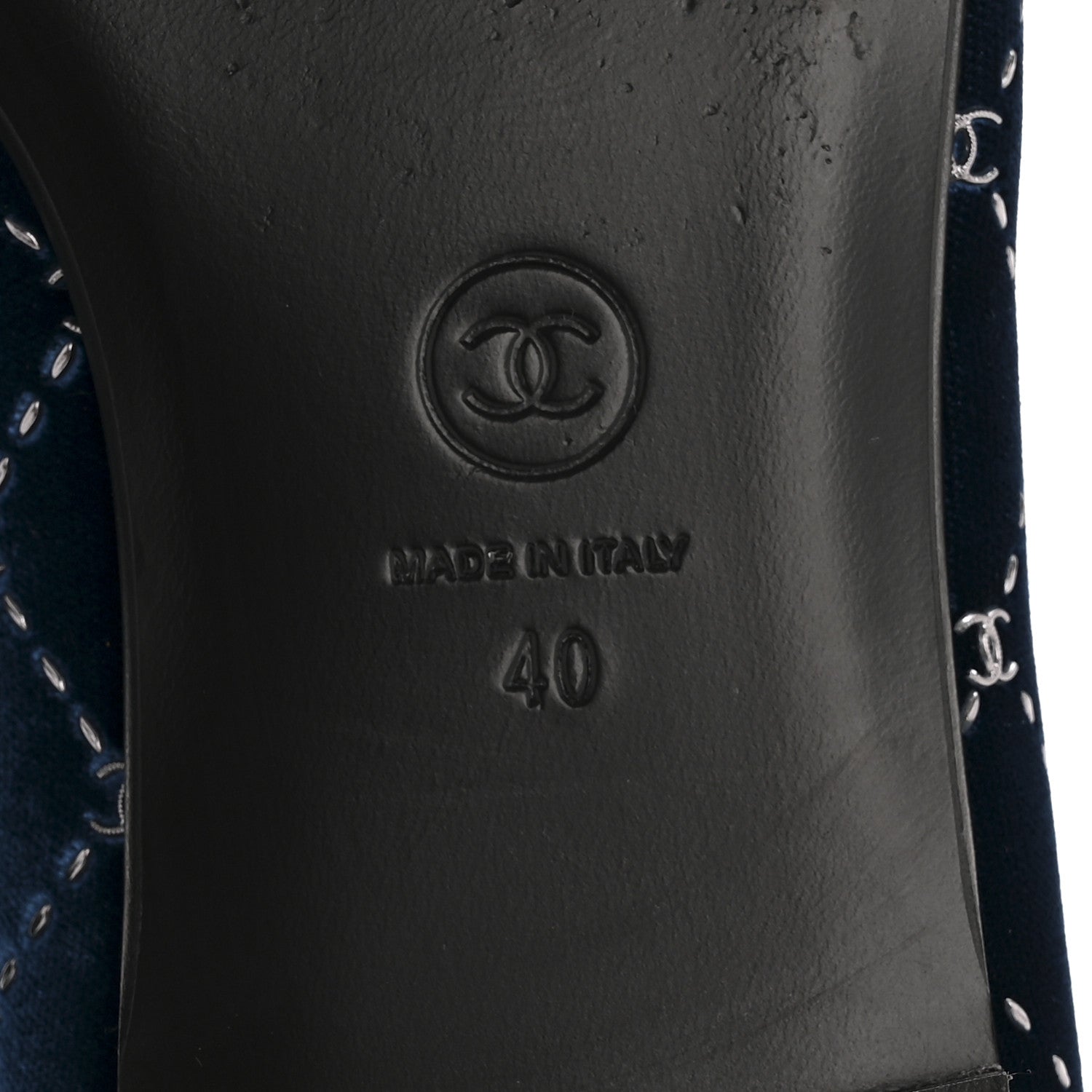 Chanel Velvet Moccasin Loafers 40 Blue 7 of 11