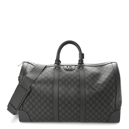 Gucci GG Supreme Monogram Textured Dollar Calfskin Large Savoy Duffle Bag Grey Black Graphite Grey 1 of 8
