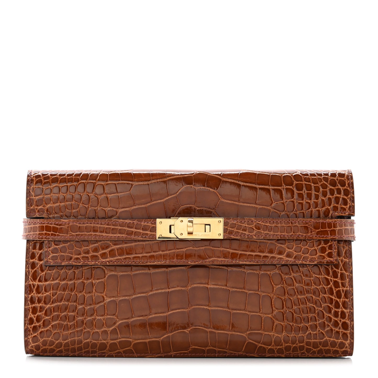 Shiny Alligator Kelly Longue Wallet Miel