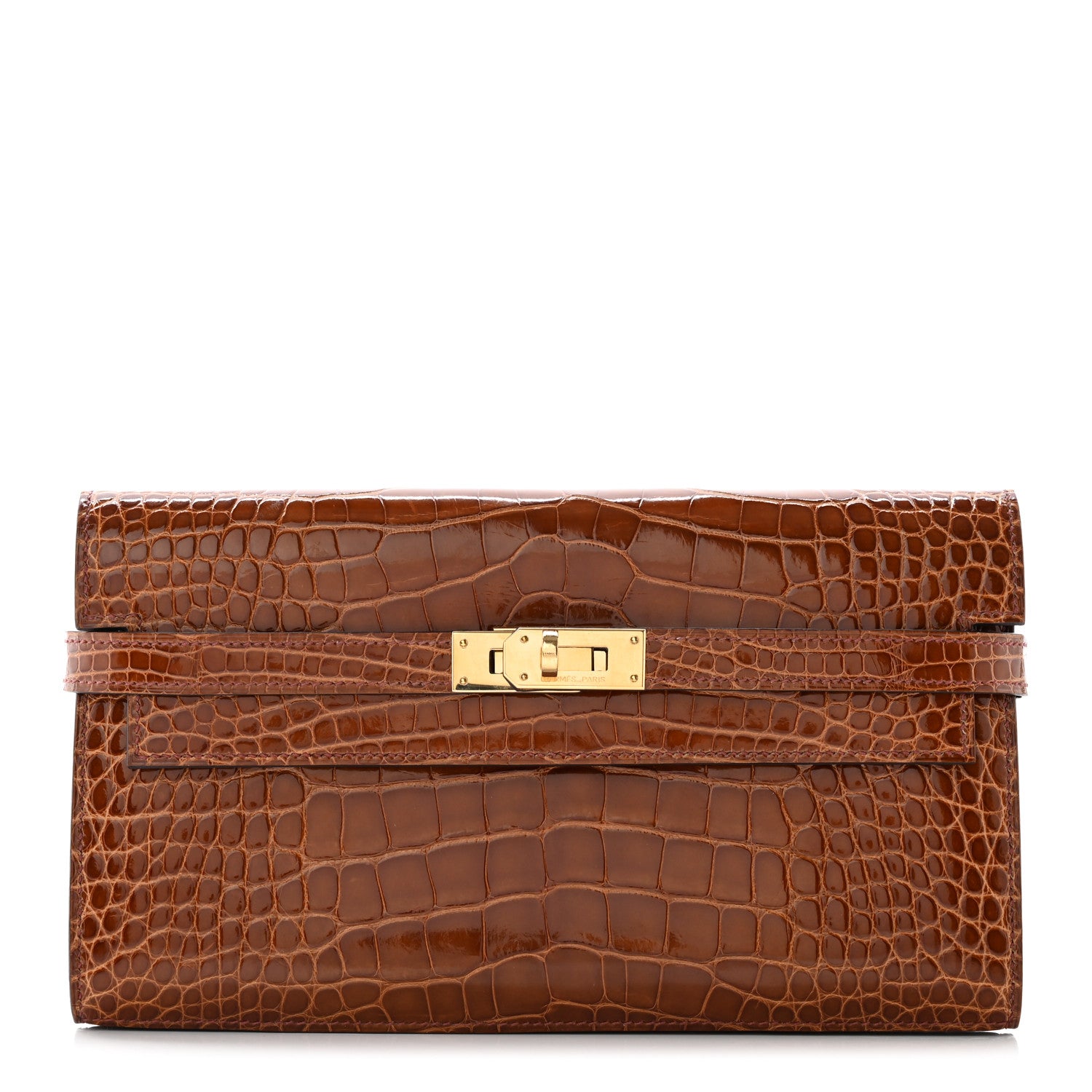 Hermes Shiny Alligator Kelly Longue Wallet Miel 1 of 11