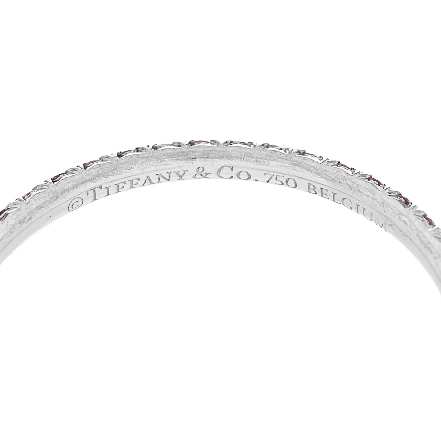 18K White Gold Pink Sapphire Metro Ring 56 7.5