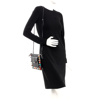 Fendi Vitello Dolce Studded Mini 2Jours Pouch Black Multicolor 3 of 15