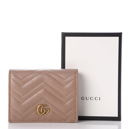 Gucci Calfskin Matelasse GG Marmont Card Case Wallet Porcelain Rose 6 of 8