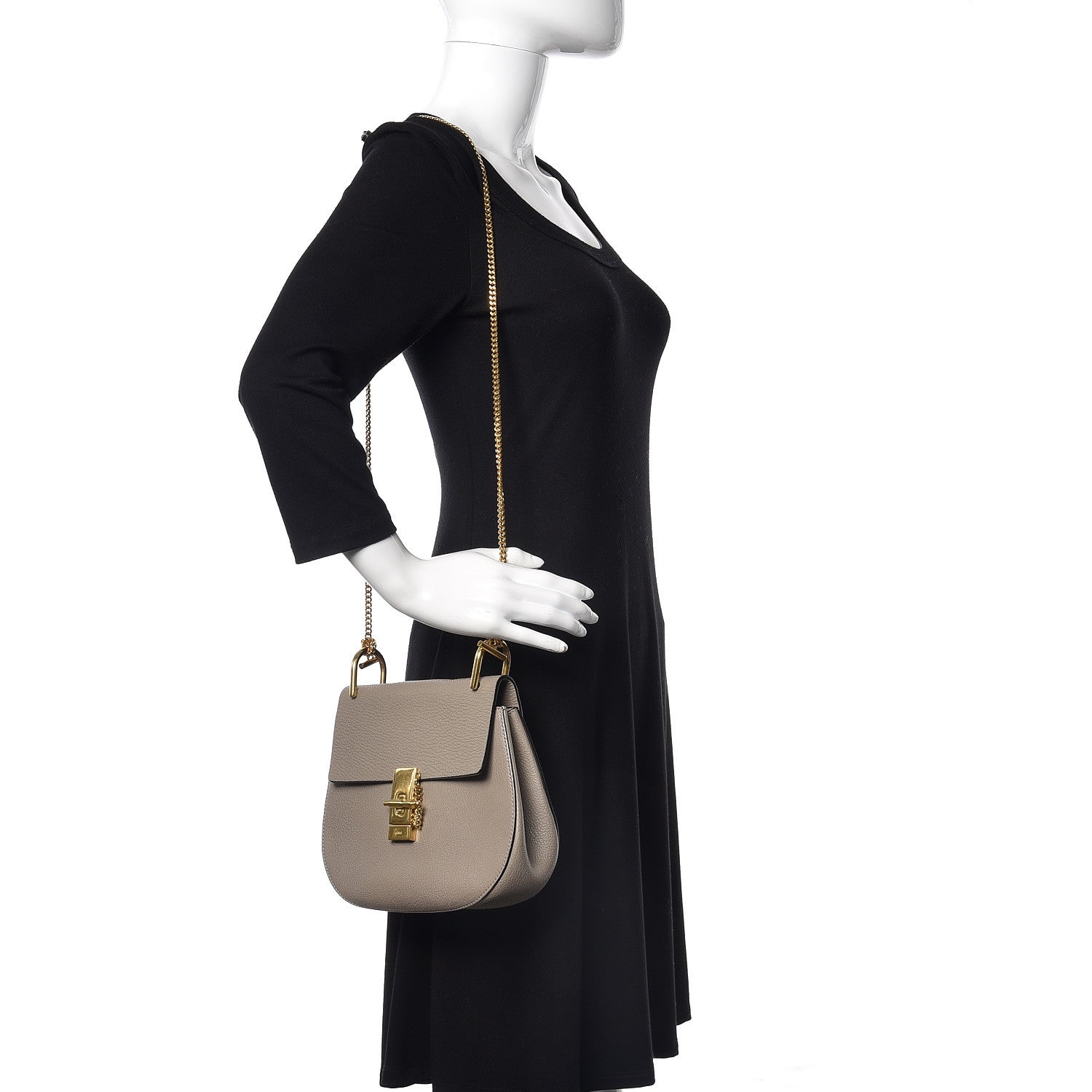 Chloe Grained Lambskin Drew Shoulder Bag Motty Grey 2 of 10