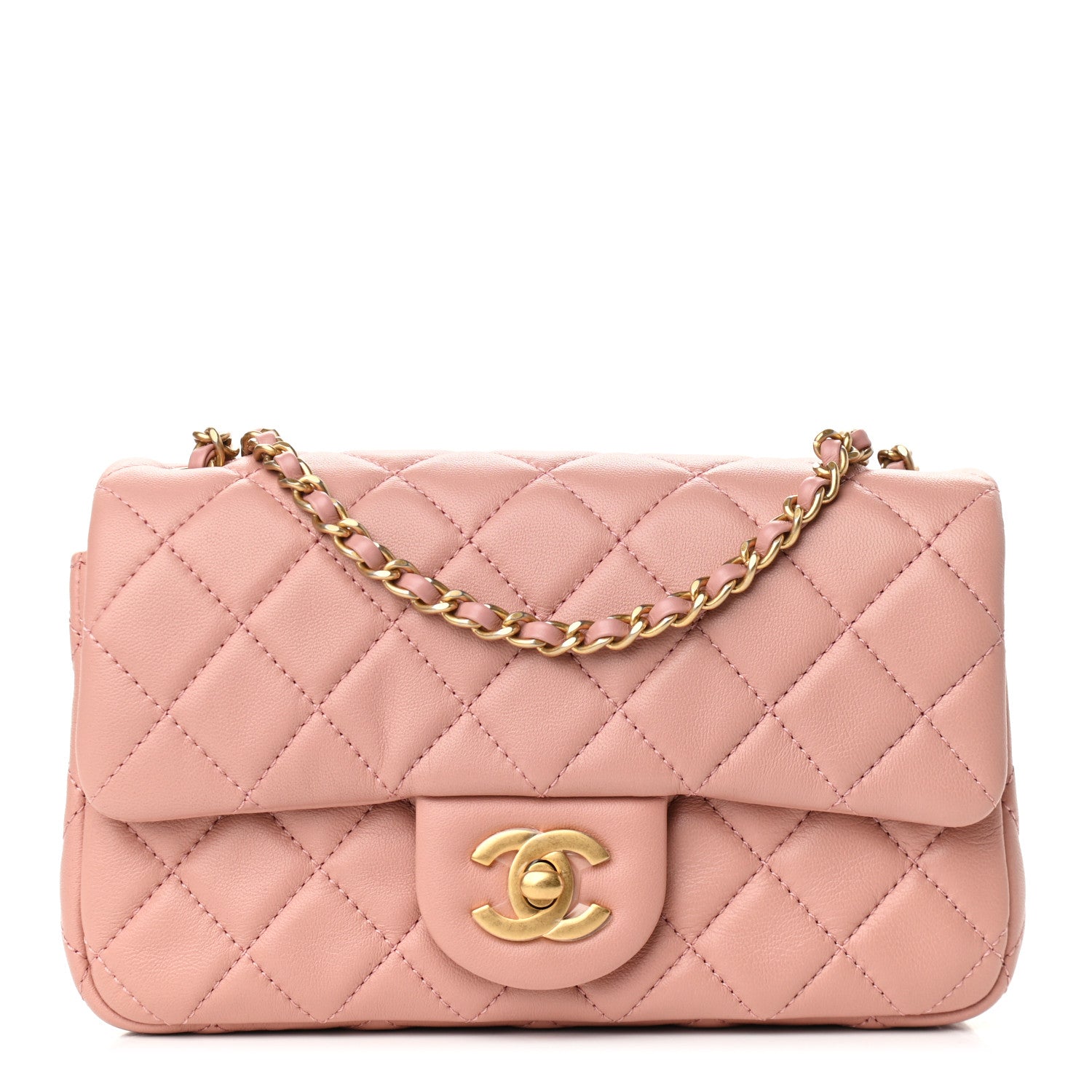 Chanel Lambskin Quilted Mini Rectangular Pearl Crush Flap Dark Pink 1 of 9