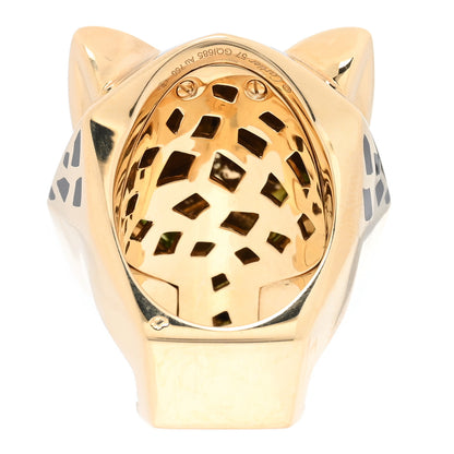 Cartier 18K Yellow Gold Peridot Black Onyx Black Lacquer Panthere De Cartier Ring 57 8 4 of 5