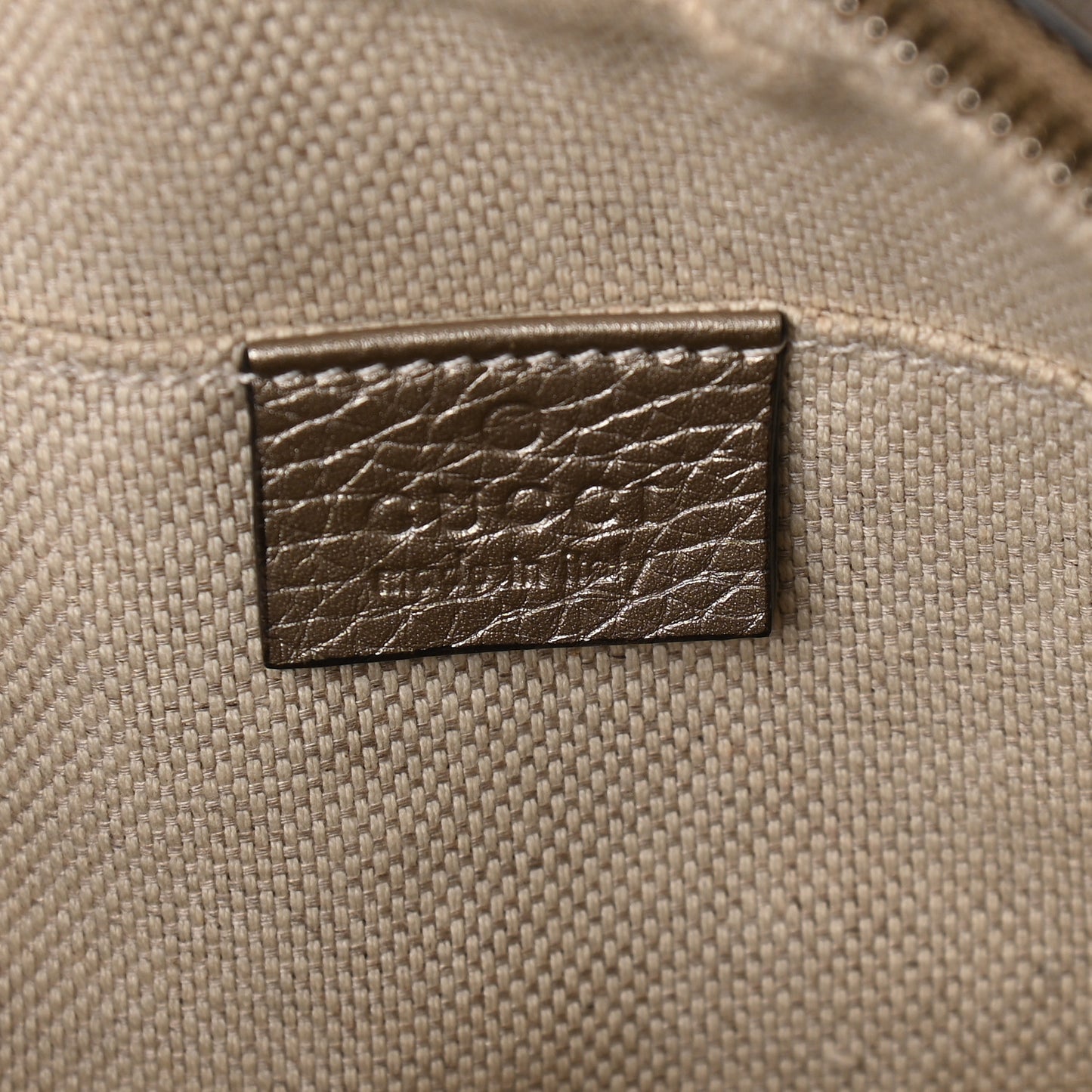 Metallic Pebbled Calfskin Small Soho Disco Bag Golden Beige