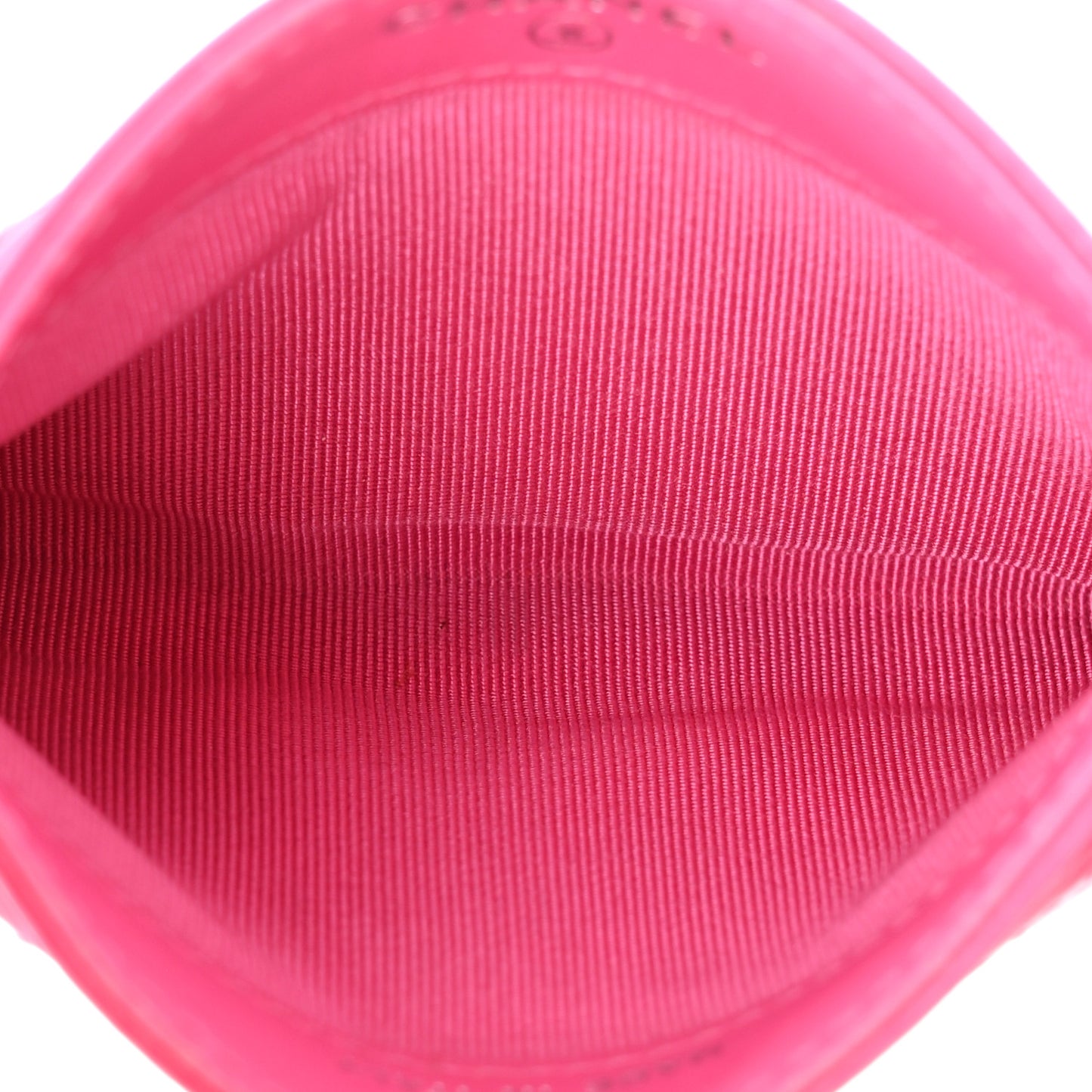 Caviar Quilted Enamel Card Holder Pink