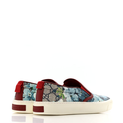 Gucci GG Supreme Monogram Blooms Womens Slip On Sneakers 37 Beige Blue Navy Red 5 of 11