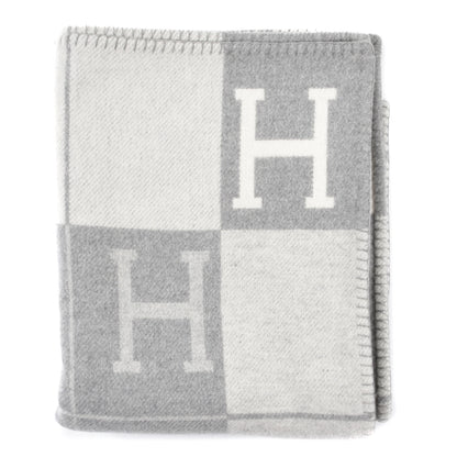 Hermes Wool Cashmere Avalon III Blanket Ecru Gris Clair 1 of 3