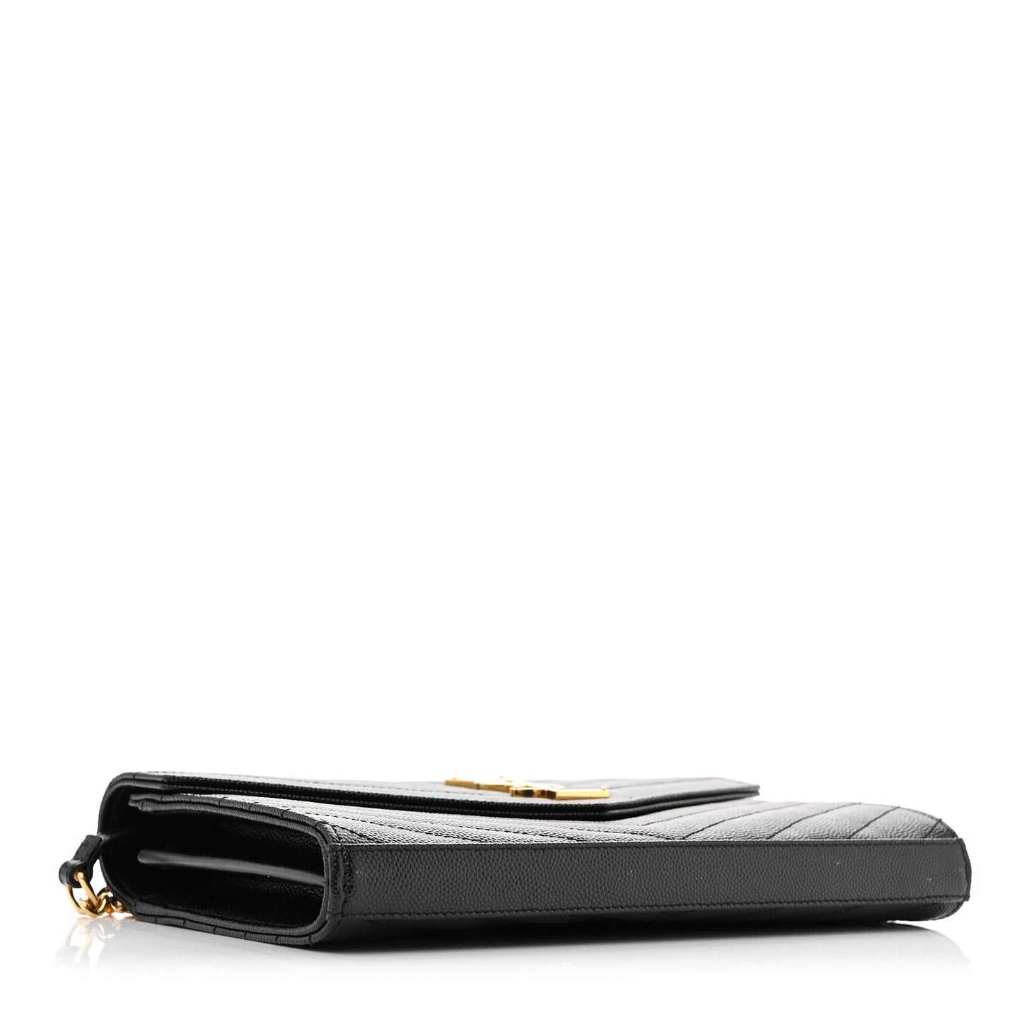 Grain De Poudre Matelasse Chevron Monogram Chain Wallet Black