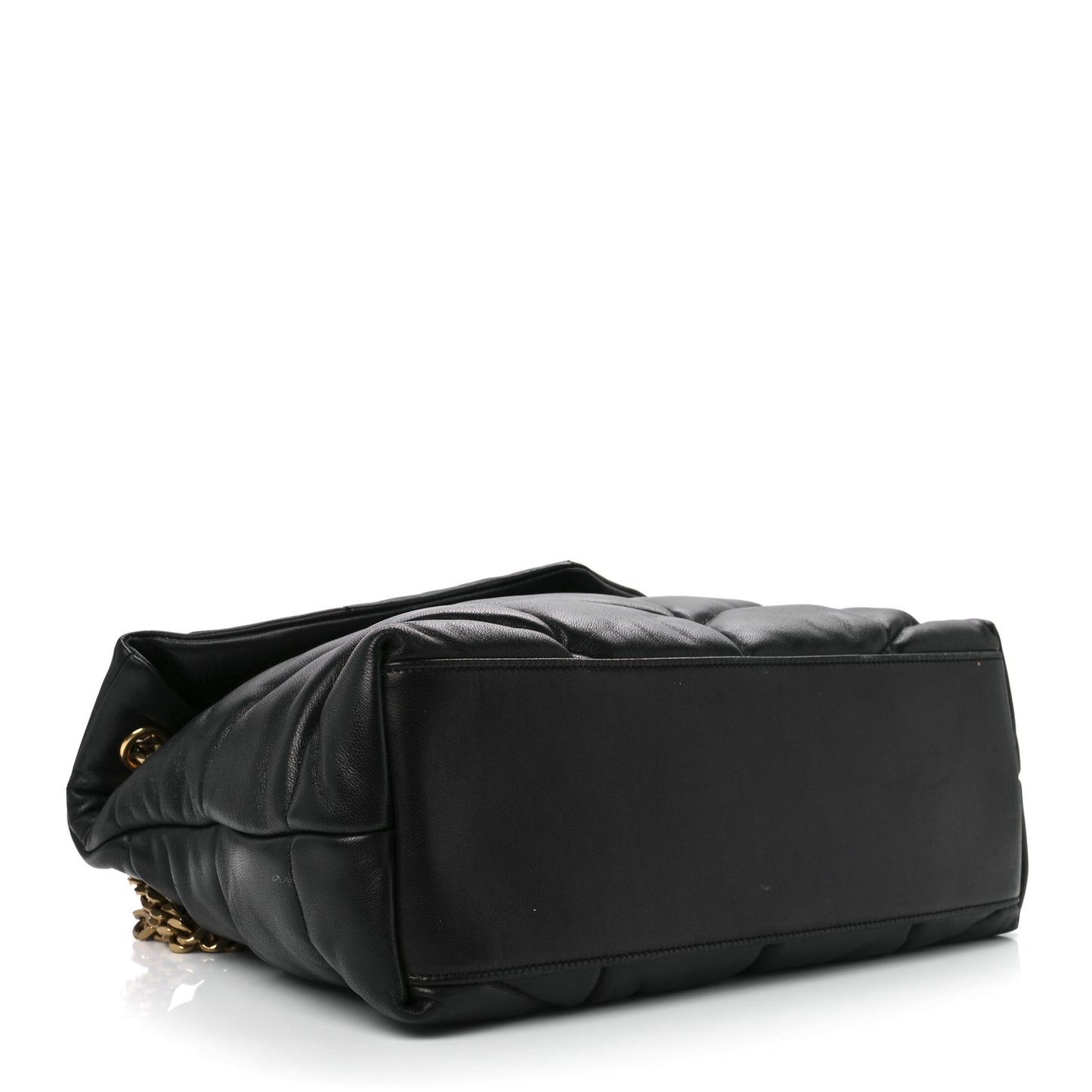 Lambskin Quilted Medium Loulou Puffer Monogram Chain Satchel Black