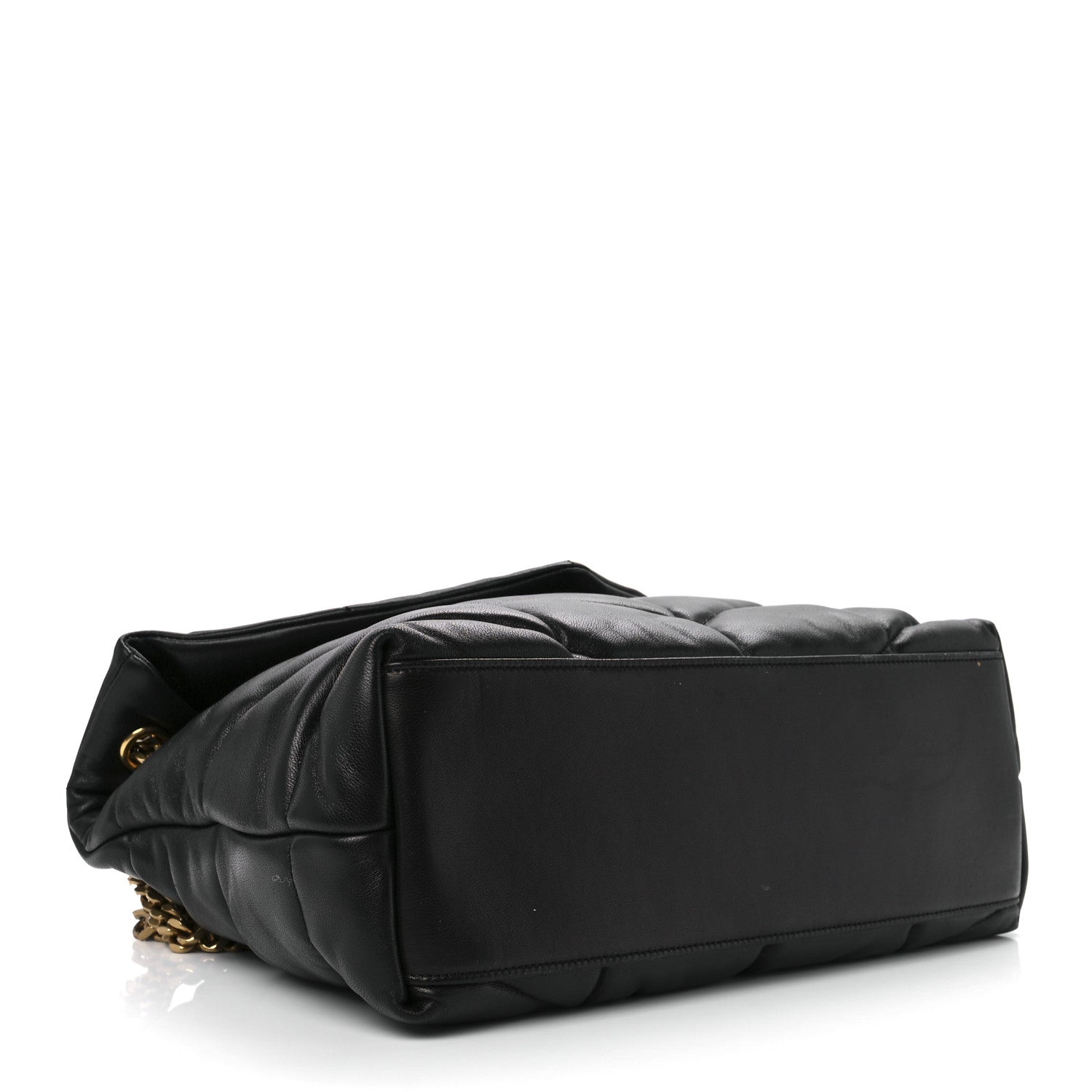 Saint Laurent Lambskin Quilted Medium Loulou Puffer Monogram Chain Satchel Black 4 of 11