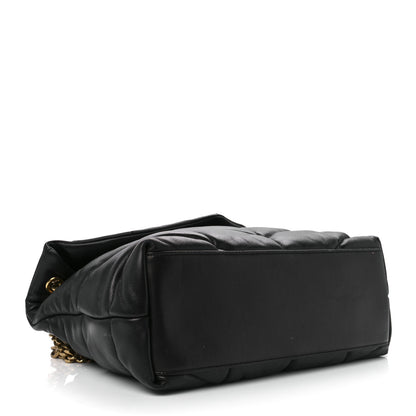 Saint Laurent Lambskin Quilted Medium Loulou Puffer Monogram Chain Satchel Black 4 of 11
