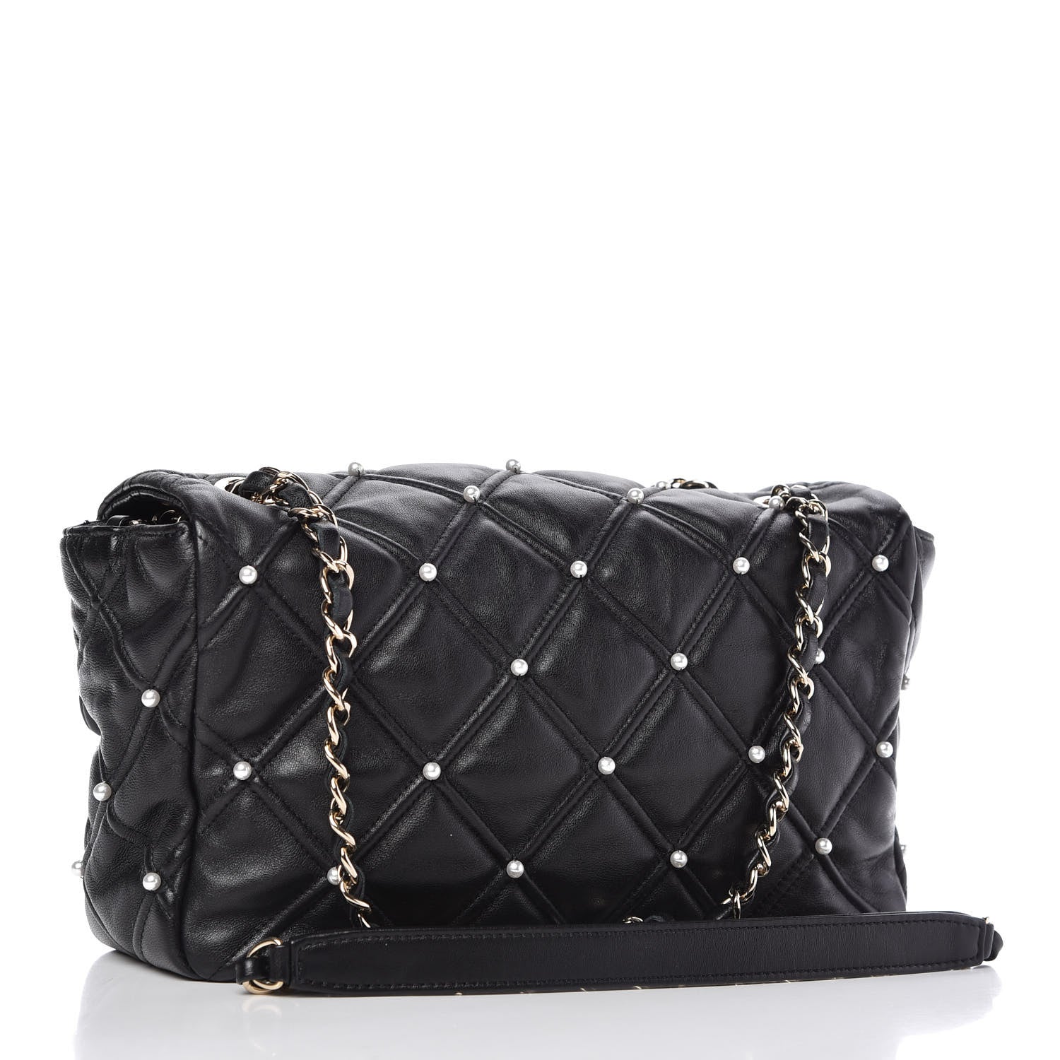 Chanel Lambskin Quilted Pearl Studded Flap Black 4 of 11