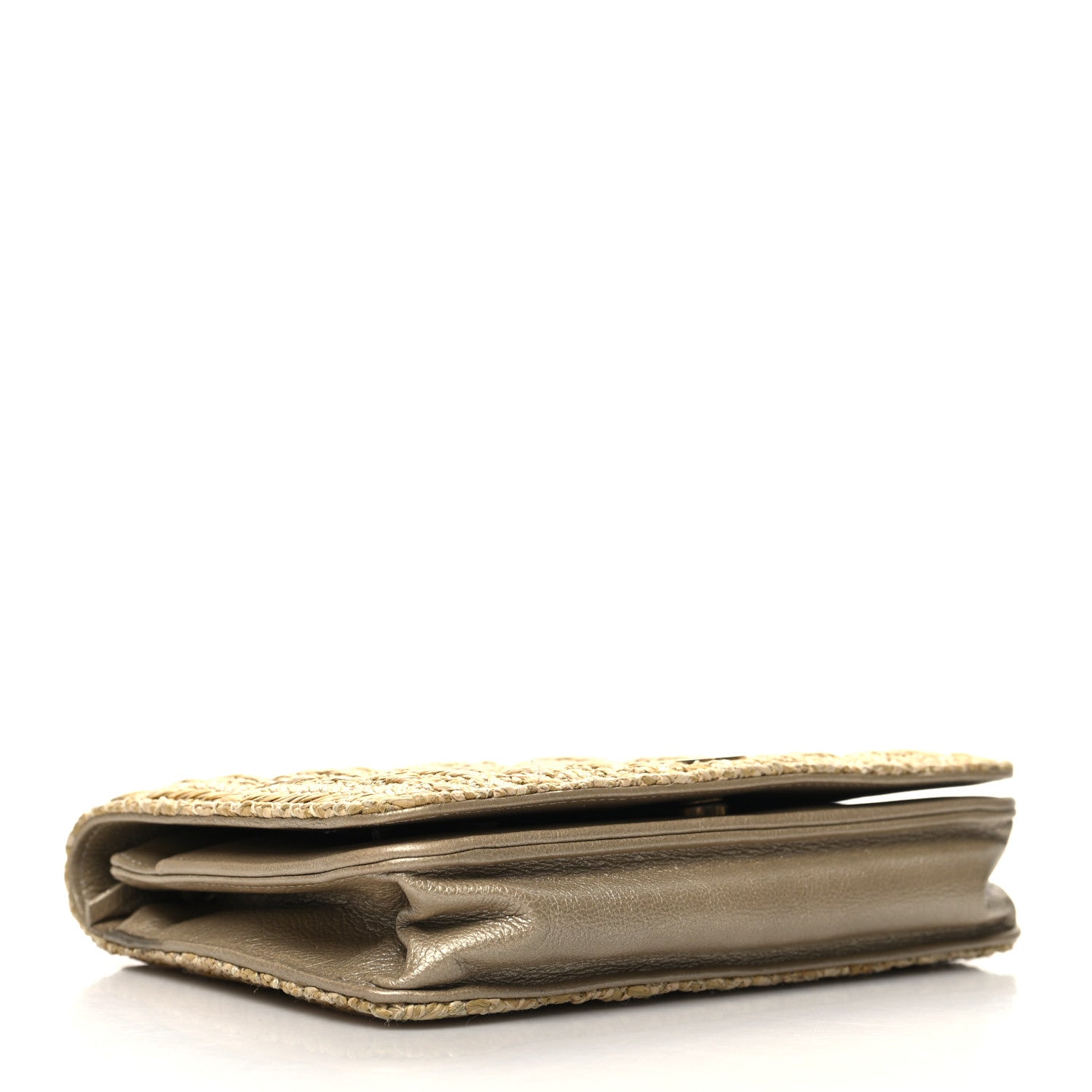 Chanel Woven Straw Braided Ancient Greek Wallet On Chain WOC Beige 4 of 11