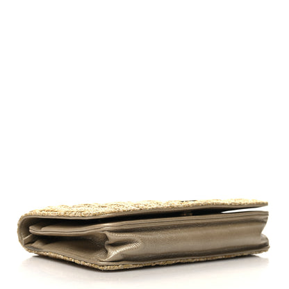 Chanel Woven Straw Braided Ancient Greek Wallet On Chain WOC Beige 4 of 11
