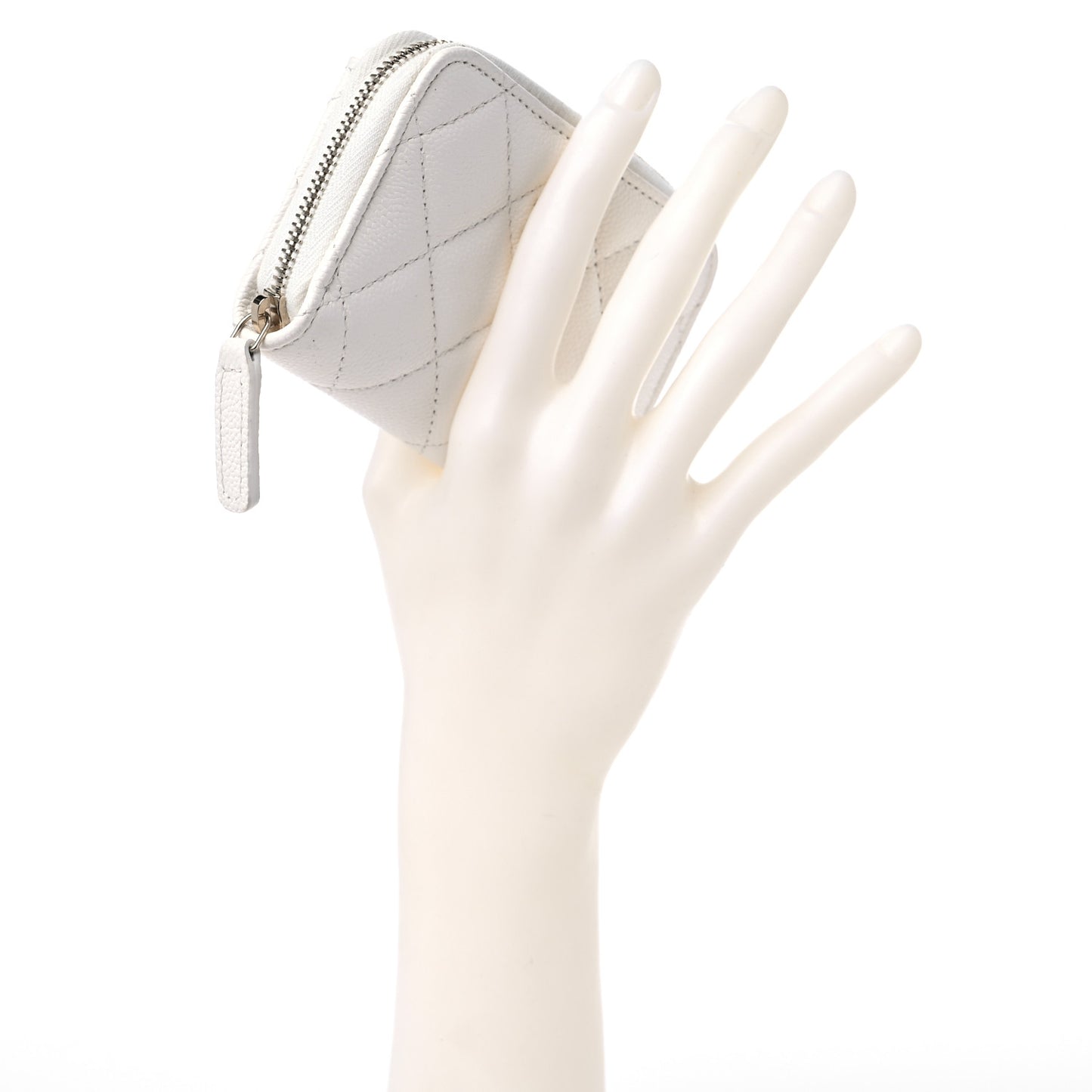 Caviar Quilted Zip Coin Purse White