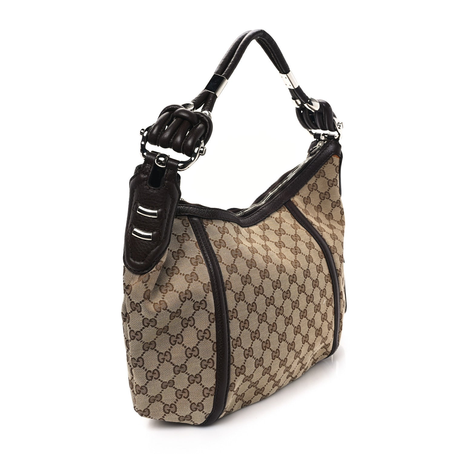 Gucci Monogram Medium Techno Horsebit Hobo Brown 3 of 10