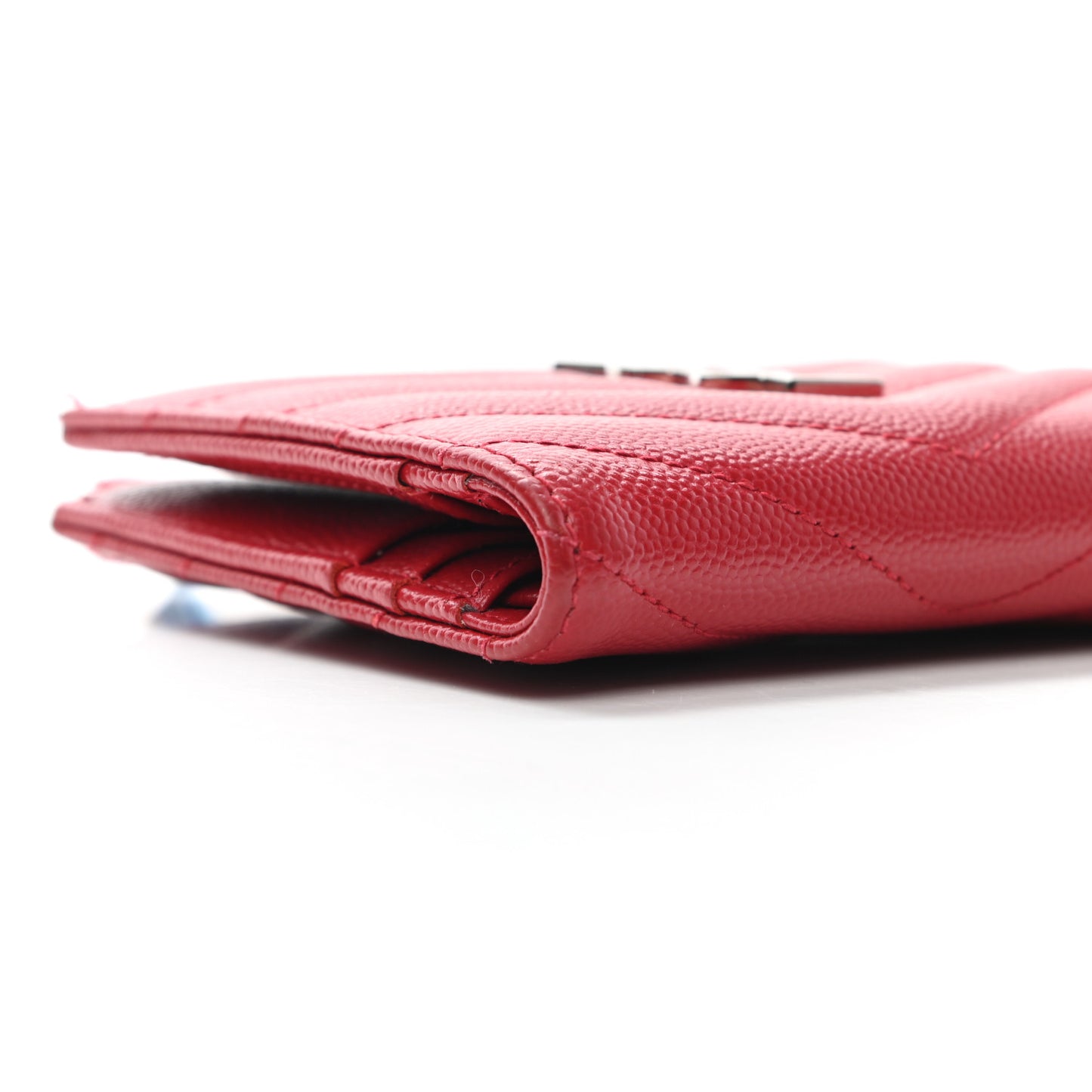 Grain De Poudre Matelasse Chevron Monogram Zipped Card Case Rouge Eros