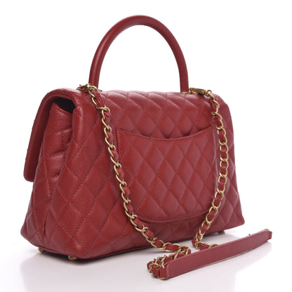 Chanel Caviar Quilted Small Coco Handle Flap Red 3 of 10