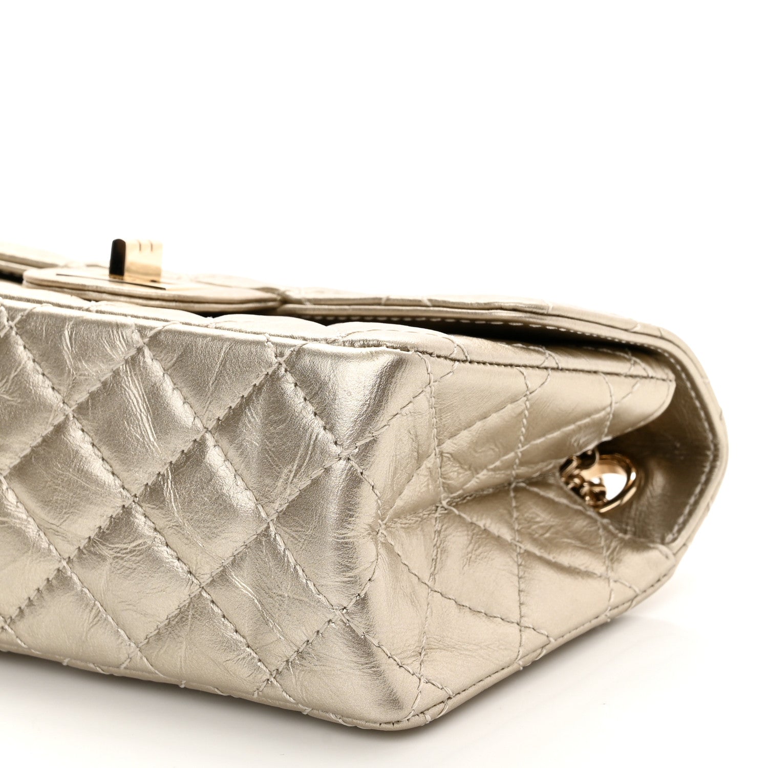 Chanel Metallic Aged Calfskin Quilted 2.55 Reissue Mini Flap Light Gold 10 of 11