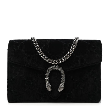 Gucci Velvet GG Monogram Mini Dionysus Chain Wallet Black 1 of 8