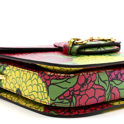 Gucci X KEN SCOTT New Shangai Calfskin Pomponica Print Horsebit 1955 Shoulder Bag Multicolor Fuxia Pompon 9 of 10
