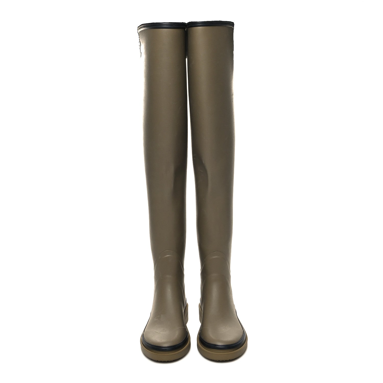 Chanel Caoutchouk CC Knee High Boots 40 Dark Beige Black 2 of 8