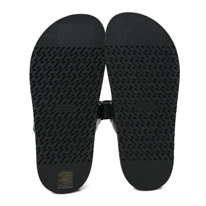 Hermes Calfskin Womens Chypre Sandals 38.5 Black 6 of 10