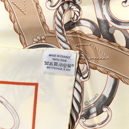 Hermes Silk Lift Profile Scarf 90 Creme Beige Gris 2 of 5
