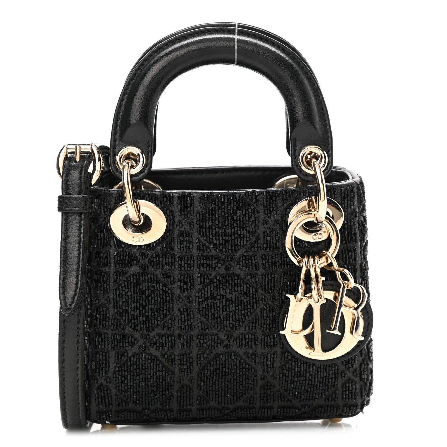 Christian Dior Lambskin Cannage Beaded Embroidery Micro Lady Dior Black 1 of 10