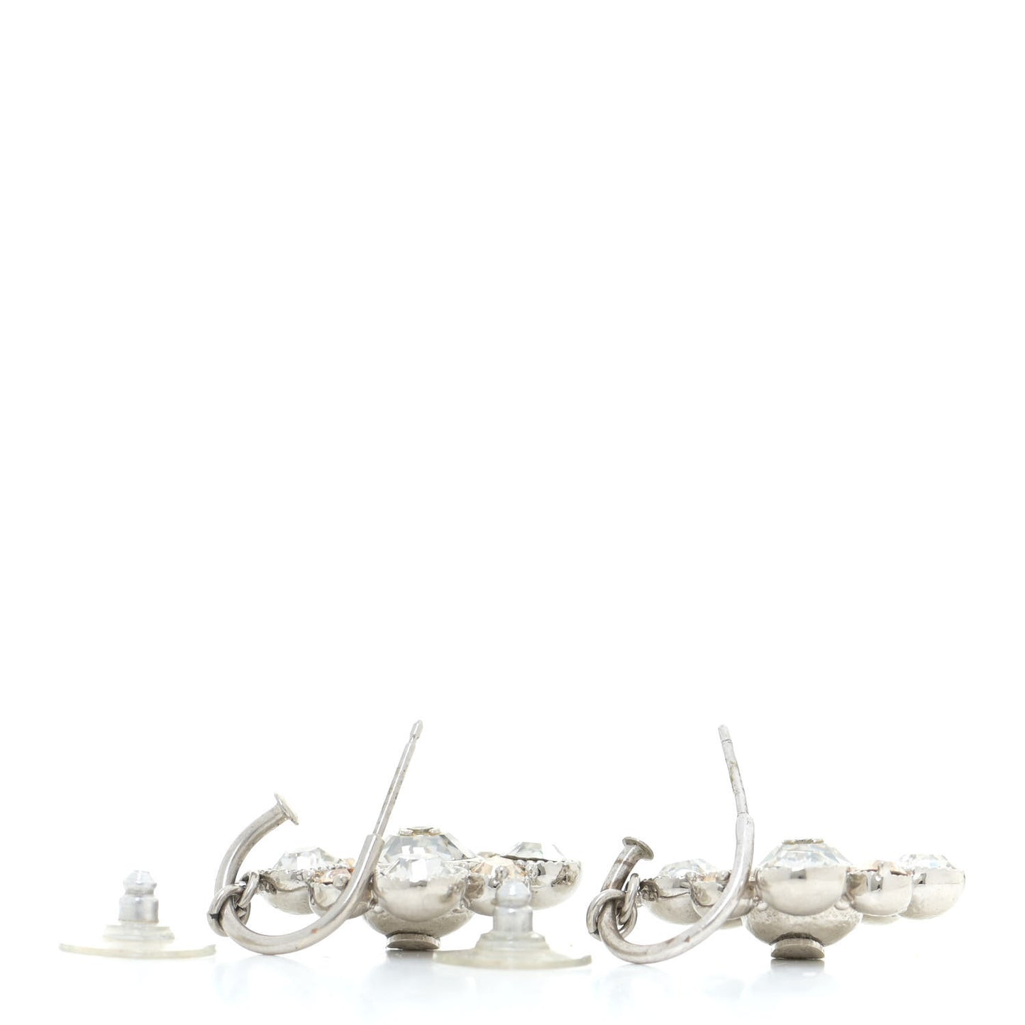 Crystal CC Dangle Earrings Silver