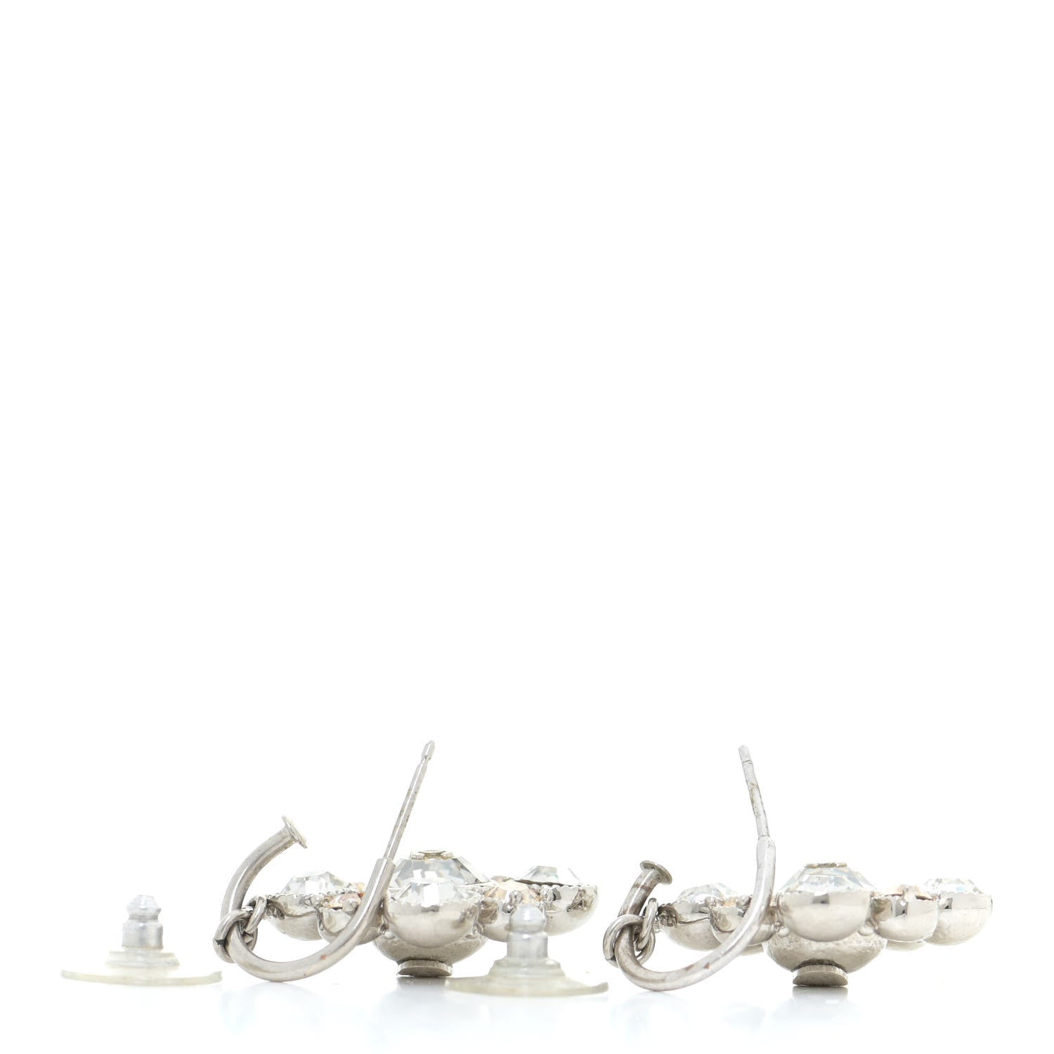 Chanel Crystal CC Dangle Earrings Silver 3 of 5