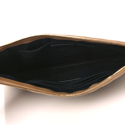 Saint Laurent Calfskin Matelasse Chevron Monogram Document Holder Naturel Dark 5 of 11