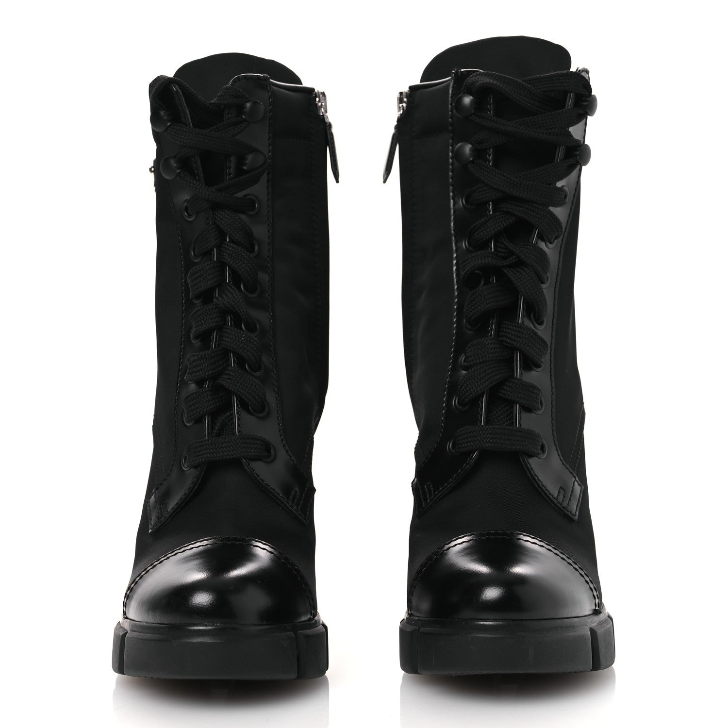 Prada Spazzolato Re-Nylon Metal Triangle Logo 110mm Ankle Boots 36.5 Black 3 of 12