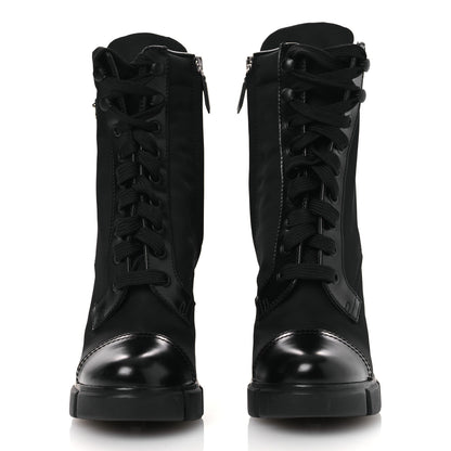 Prada Spazzolato Re-Nylon Metal Triangle Logo 110mm Ankle Boots 36.5 Black 3 of 12