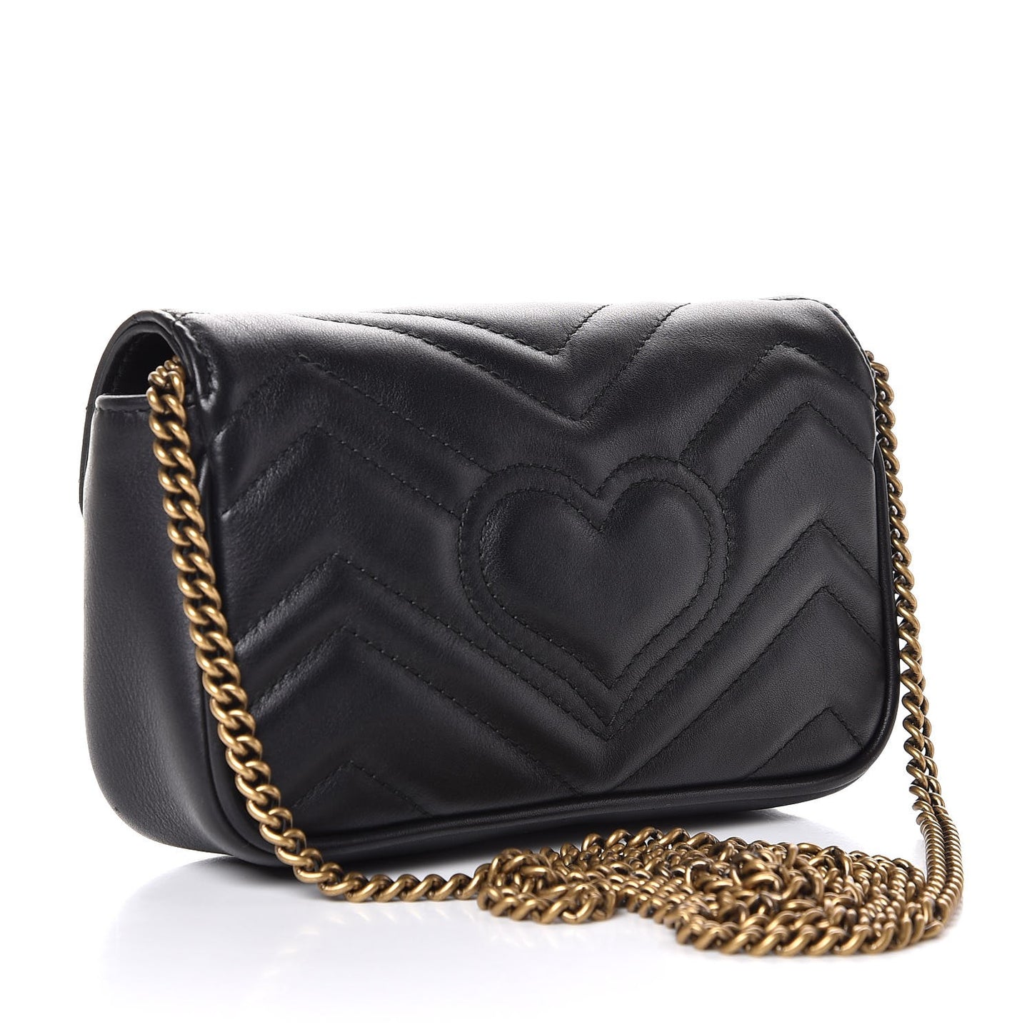 Calfskin Matelasse Super Mini GG Marmont Shoulder Bag Black