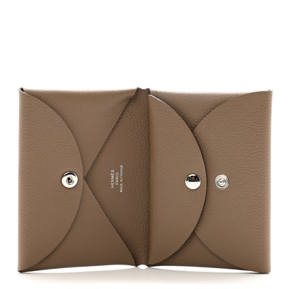 Hermes Evercolor Calvi Duo Card Case Etoupe 5 of 7