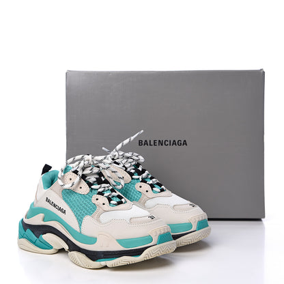 Balenciaga Fabric Mesh Womens Triple S Sneakers 37 White Green Grye 8 of 8