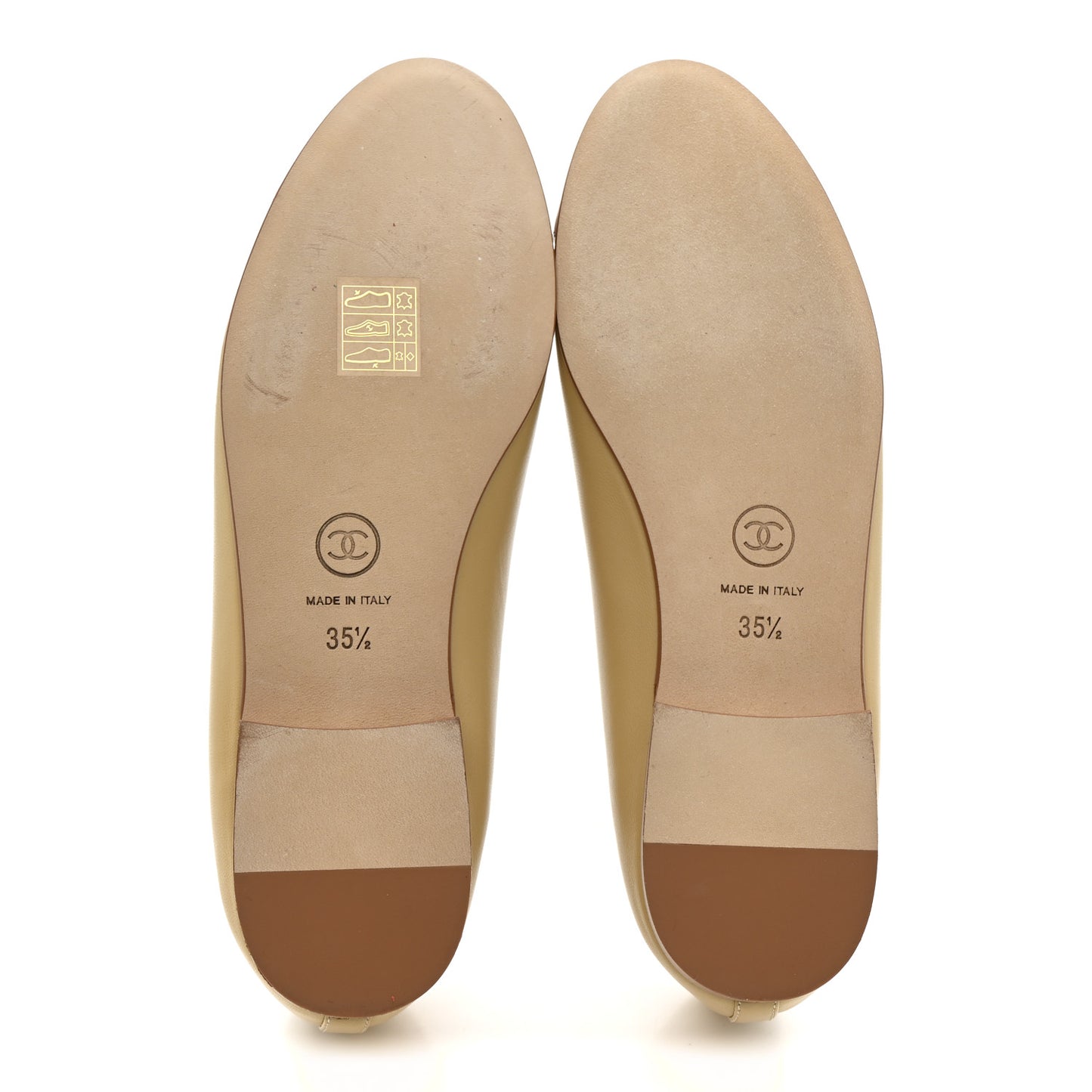 Lambskin Cap Toe CC Ballerina Flats 35.5 Beige Light Beige