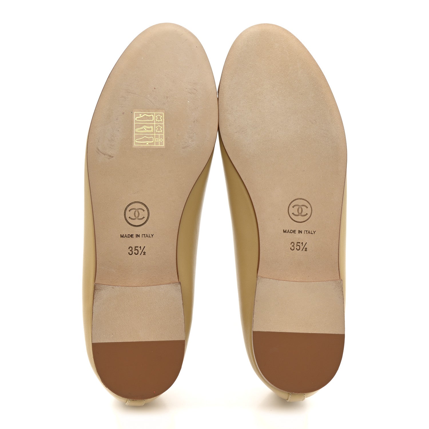 Chanel Lambskin Cap Toe CC Ballerina Flats 35.5 Beige Light Beige 6 of 10