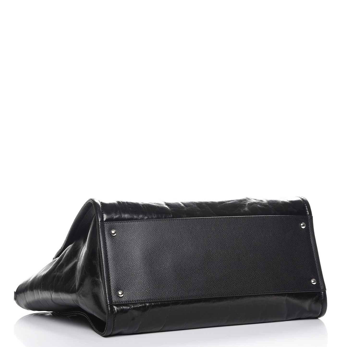 Glazed Calfskin Large Deauville Tote Black