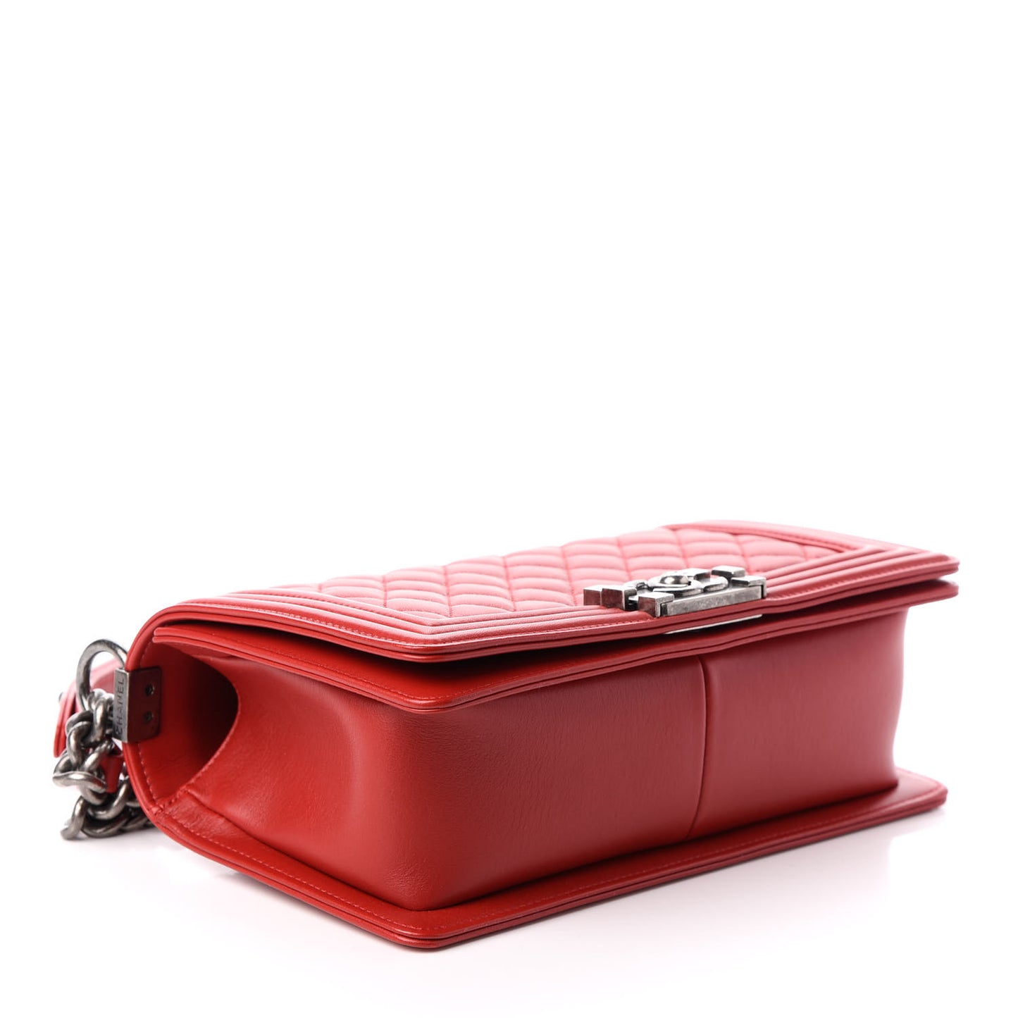 Calfskin Quilted Medium Boy Flap Red