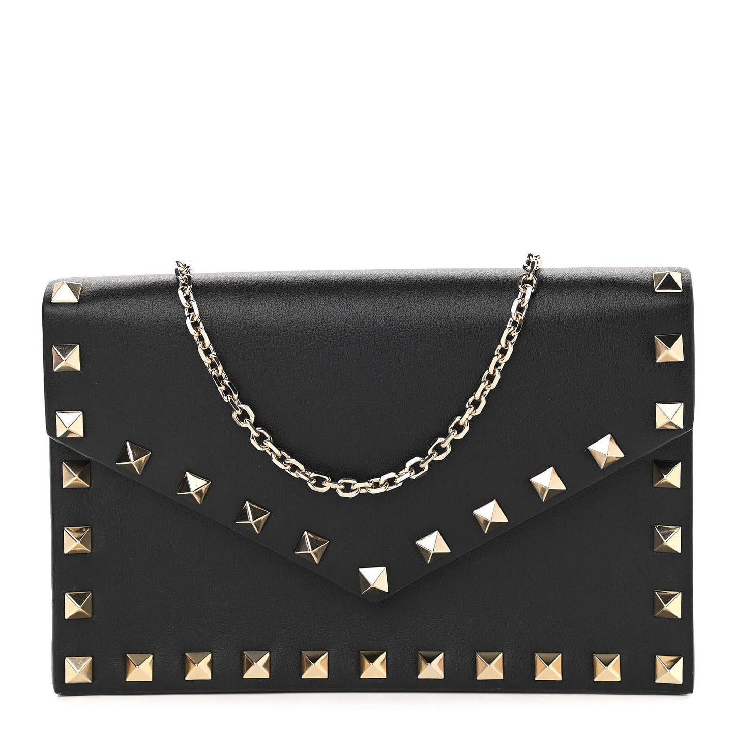 Vitello Rockstud Envelope Wallet on Chain Black