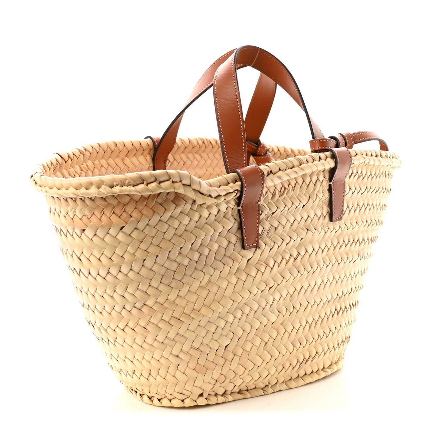 Raffia Calfskin Triomphe Teen Panier Tan